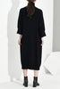 [EAM] Women Black Long Big Size Knitting Dress High Collar Long Sleeve Loose Fit Tide Spring Autumn 2023 1K122