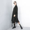 [EAM] Women Black Mesh Dot Split Joint Dress Stand Collar Long Sleeve Loose Fit Tide Spring Autumn 2023 1B593