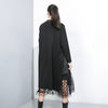 [EAM] Women Black Mesh Dot Split Joint Dress Stand Collar Long Sleeve Loose Fit Tide Spring Autumn 2023 1B593