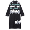 [EAM] Women Black Pattern Printed Big Size Long Shirt Dress Lapel Long Sleeve Loose Fit Spring Autumn 2022 1DE3140
