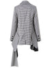 [EAM]  Women Black Plaid Ruffles Irregular Blazer Lapel Long Sleeve Loose Fit Jacket Tide Spring Autumn 2023 1DE5891