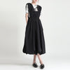 [EAM] Women Black Pleated Long Vintage Long Strap Dress V-Neck Sleeveless Loose Fit Tide Spring Summer 2023 1DD9632