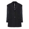 [EAM]  Women Black Pleated Split Big Size Blazer Lapel Long Sleeve Loose Fit  Jacket Tide Spring Autumn 2023 1Y053
