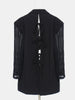 [EAM]  Women Black Pleated Split Big Size Blazer Lapel Long Sleeve Loose Fit  Jacket Tide Spring Autumn 2023 1Y053