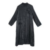 [EAM] Women Black Pleated Split Big Size  Dress Lapel Long Sleeve Loose Fit Tide Spring Autumn 2023 1R169