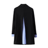 [EAM]  Women Black Striped Split Big Size Blazer Lapel Long Sleeve Loose Fit  Jacket Tide Spring Autumn 2022 1Z369