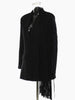 [EAM]  Women Black Tassels Irregular Casual Blazer Lapel Long Sleeve Loose Fit Jacket Spring Autumn 2023 1DE7086