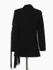[EAM]  Women Black Tassels Irregular Casual Blazer Lapel Long Sleeve Loose Fit Jacket Spring Autumn 2023 1DE7086