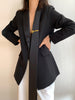 [EAM]  Women Black Vintage Irregular Blazer Notched Collar Long Sleeve Loose Fit  Jacket Spring Autumn 2023 1DD5534
