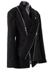 [EAM]  Women Black Zipper Irregular Blazer Notched Long Sleeve Loose Fit Jacket Tide Spring Autumn 2023 1DE6066