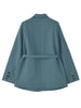 [EAM]  Women Blue Button Ribbon Big Size Blazer Lapel Long Sleeve Loose Fit  Jacket Tide Spring Autumn 2023 1Z705