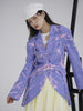 [EAM]  Women Blue Pattern Printed Hollow Out Blazer Lapel Long Sleeve Loose Fit  Jacket Spring Autumn 2023 1S114