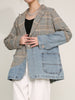 [EAM]  Women Blue Plaid Denim Big Size Blazer Lapel Long Sleeve Loose Fit  Jacket Tide Spring Autumn 2023 1DD641005