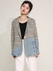 [EAM]  Women Blue Plaid Denim Big Size Blazer Lapel Long Sleeve Loose Fit  Jacket Tide Spring Autumn 2023 1DD641005