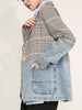 [EAM]  Women Blue Plaid Denim Big Size Blazer Lapel Long Sleeve Loose Fit  Jacket Tide Spring Autumn 2023 1DD641005