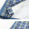 [EAM]  Women Blue Plaid Split Joint Big Size Blazer Lapel Long Sleeve Loose Fit  Jacket Spring Autumn 2022 1S347