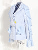 [EAM]  Women Blue Ruffles Elegant Casual Blazer Lapel Long Sleeve Loose Fit Jacket Tide Spring Autumn 2023 1DE7400