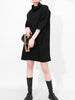 [EAM] Women Brief Big Size Black Dress Turtleneck Three-quarter Sleeve Loose Fit Tide Spring Autumn 2022 JL23001