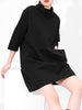 [EAM] Women Brief Big Size Black Dress Turtleneck Three-quarter Sleeve Loose Fit Tide Spring Autumn 2022 JL23001