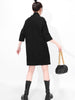 [EAM] Women Brief Big Size Black Dress Turtleneck Three-quarter Sleeve Loose Fit Tide Spring Autumn 2022 JL23001