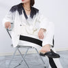 [EAM]  Women Casual Gradient White Belt Blazer Lapel Long Sleeve Loose Fit Jacket Tide Spring Autumn 2022 1DD878800