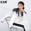 [EAM]  Women Casual Gradient White Belt Blazer Lapel Long Sleeve Loose Fit Jacket Tide Spring Autumn 2022 1DD878800