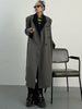 [EAM]  Women Coffee Shoulder Padded Big Size Long Blazer Lapel Long Sleeve Jacket Tide Spring Autumn 2023 1DF0213