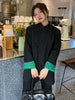 [EAM]  Women Color-block Big Size Blazer MANDARIN COLLAR Long Sleeve Loose Fit Jacket Spring Autumn 2023 1DE6798