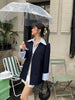 [EAM]  Women Dark Blue False Two Big Size Blazer Lapel Long Sleeve Loose Fit Jacket Tide Spring Autumn 2023 1DE2277