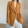 [EAM]  Women Elegant Orange Blazer Notched Collar Long Sleeve Loose Fit  Jacket Tide Spring Autumn 2023 1DD5281