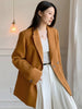 [EAM]  Women Elegant Orange Blazer Notched Collar Long Sleeve Loose Fit  Jacket Tide Spring Autumn 2023 1DD5281
