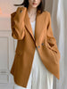 [EAM]  Women Elegant Orange Blazer Notched Collar Long Sleeve Loose Fit  Jacket Tide Spring Autumn 2023 1DD5281
