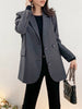 [EAM]  Women Gray Back Vent Big Size Blazer Lapel Long Sleeve Loose Fit  Jacket Tide Spring Autumn 2023 1DB320
