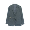 [EAM]  Women Gray Irregular Big Size Blazer Lapel Long Sleeve Loose Fit  Jacket Tide Spring Autumn 2022 1DC042
