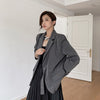 [EAM]  Women Gray Irregular Big Size Blazer Lapel Long Sleeve Loose Fit  Jacket Tide Spring Autumn 2022 1DC042