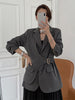 [EAM]  Women Gray Irregular Big Size Blazer Lapel Long Sleeve Loose Fit  Jacket Tide Spring Autumn 2023 1DC042