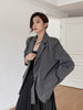 [EAM]  Women Gray Irregular Big Size Blazer Lapel Long Sleeve Loose Fit  Jacket Tide Spring Autumn 2023 1DC042