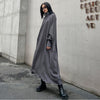 [EAM] Women Gray Ovesized Long Elegant  Dress Turtleneck Long Sleeve Loose Fit Tide Spring Autumn 2023 1DE1066