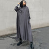 [EAM] Women Gray Ovesized Long Elegant  Dress Turtleneck Long Sleeve Loose Fit Tide Spring Autumn 2023 1DE1066