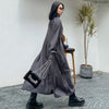 [EAM] Women Gray Ovesized Long Elegant  Dress Turtleneck Long Sleeve Loose Fit Tide Spring Autumn 2023 1DE1066