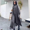 [EAM] Women Gray Ovesized Long Elegant  Dress Turtleneck Long Sleeve Loose Fit Tide Spring Autumn 2023 1DE1066
