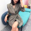 [EAM]  Women Green Button Split Leisure Blazer Lapel Long Sleeve Loose Fit  Jacket Tide Spring Autumn 2022 1W5160