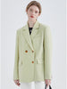 [EAM]  Women Green Double Breasted Big Size Blazer Lapel Long Sleeve Loose Fit Jacket Spring Autumn 2023 1DE6257