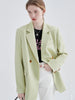 [EAM]  Women Green Double Breasted Big Size Blazer Lapel Long Sleeve Loose Fit Jacket Spring Autumn 2023 1DE6257