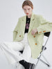 [EAM]  Women Green Double Breasted Big Size Blazer Lapel Long Sleeve Loose Fit Jacket Spring Autumn 2023 1DE6257