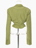[EAM]  Women Green Irregular Hollow Out Blazer Lapel Long Sleeve Loose Fit Jacket Tide Spring Autumn 2023 1DE1678