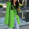 [EAM]  Women Green Split Joint Big Size Blazer Lapel Long Sleeve Loose Fit  Jacket Tide Spring Autumn 2022 1DA452