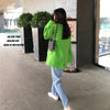 [EAM]  Women Green Split Joint Big Size Blazer Lapel Long Sleeve Loose Fit  Jacket Tide Spring Autumn 2022 1DA452
