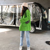 [EAM]  Women Green Split Joint Big Size Blazer Lapel Long Sleeve Loose Fit  Jacket Tide Spring Autumn 2022 1DA452