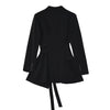 [EAM]  Women Irregular Bandage Spliced Blazer Lapel Long Sleeve Loose Fit Jacket Tide Spring Autumn 20221DA710